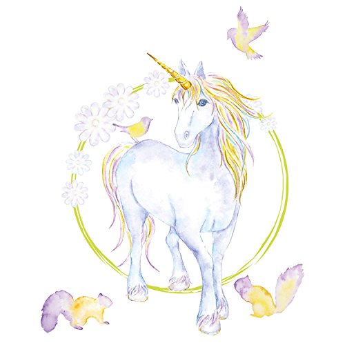Mythical Unicorn And Flowers Wall Sticker (Large size)