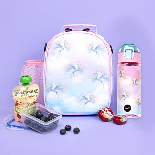 Fringoo - Unicorn Sky - Kids Water Bottle - BPA Free Water Bottles - Black Flip Top Water Bottle - Reusable Water Bottle - 600 ml / 20 Oz