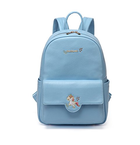 Unicorn baby changing Backpack blue leather 