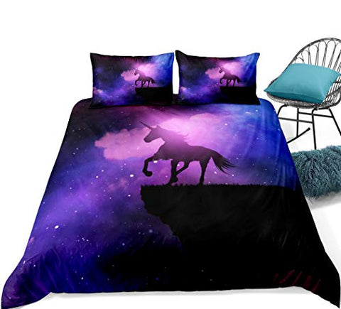 Purple Unicorn Queen Bedding Duvet Cover Set