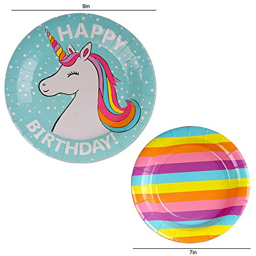 Kompanion 102 Piece Rainbow Unicorn Party Supplies Set Including Banner, Plates, Cups, Napkins, Straws, and Tablecloth, Serves 20