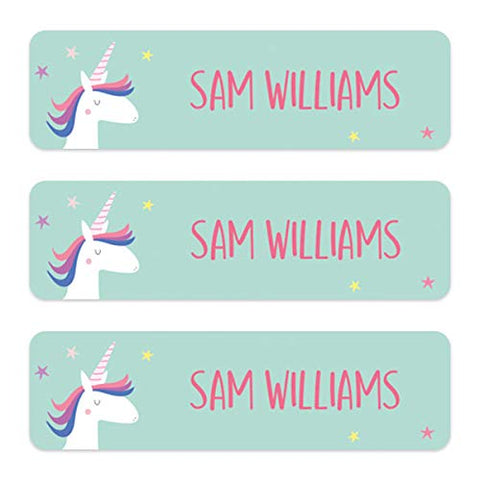 Unicorn Magic | No Iron Personalised Stick On Waterproof Washable Name Labels | Great School | Pack of 42