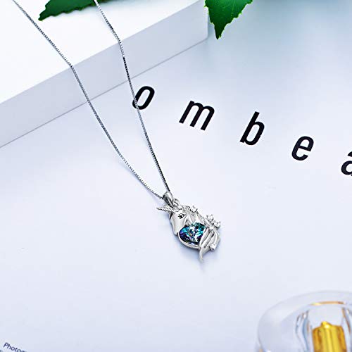 Silver & Purple Crystal Unicorn Necklace | Jewellery 