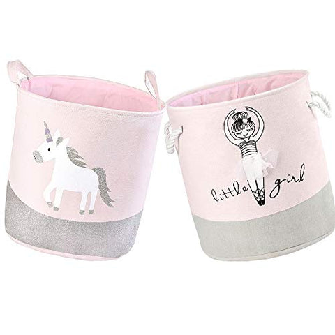 Unicorn Toy Storage Baskets Pink 2 Pack