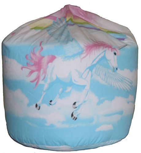 Blue unicorn bean bag for children, nursery, bedroom, playroom