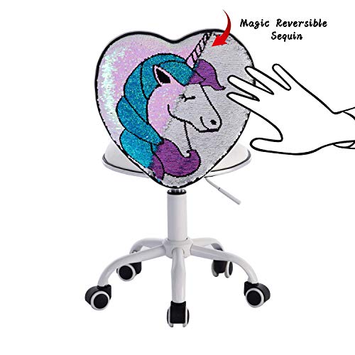 Kids Sequined Unicorn Desk Chair Swivel 