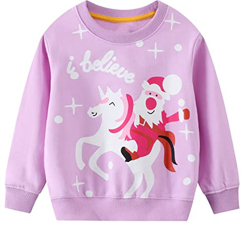 I Believe Unicorn & Santa Christmas Jumper | Sweatshirts | Pink