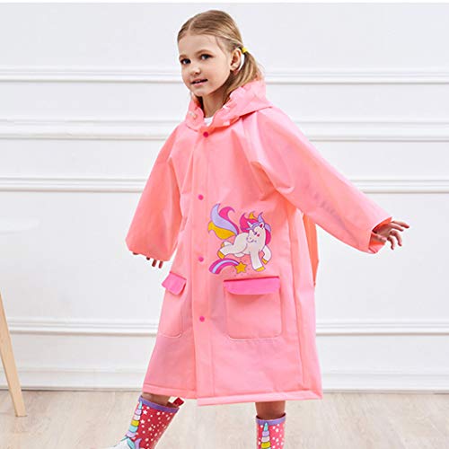 Kids Unicorn Rain Coat Hooded Rainproof Cape Waterproof Jacket Pink