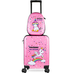 2 PCS 12" 16" Kids Luggage Set Suitcase Backpack School Travel  Trolley ABS New