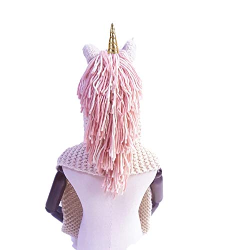 Girls Woollen Unicorn Hat With Mane