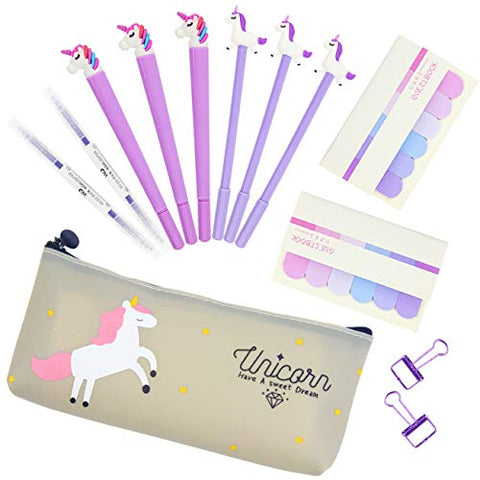 Unicorn Pencil Case & Cute Stationery Set for Girls | 13 Pieces 
