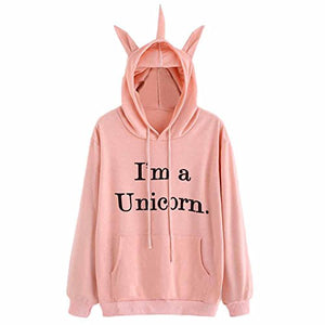 Unicorn Hoody Jumper Womens - Pastel Pink - I'm A Unicorn