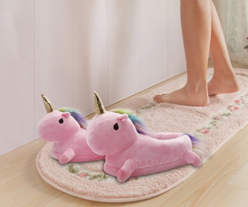 TIAQUE Womens Unicorn Slipper Winter Warm Home Shoes Cartoon Animal Plush Indoor Boots Onesize Pink