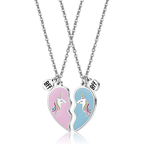 Best Friends Forever Necklace | 2 Pieces | Unicorn BFF Heart Pendant Necklace Set | Friendship Accessories