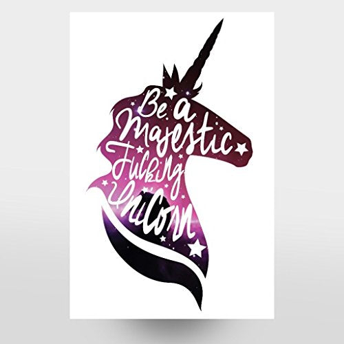 Unicorn Poster - Large Pink Black