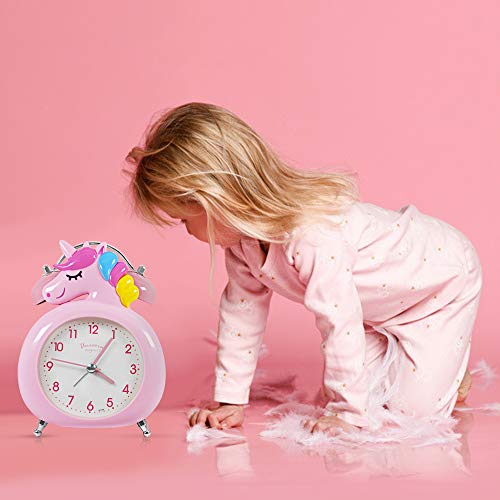 Pink Kids Bedroom Alarm Clock Unicorn Themed