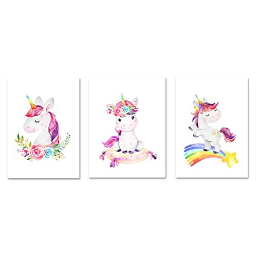 Rainbow Unicorn Nursery Wall Art Canvas Poster | 30x40cm No Frame