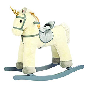 White Grey Blue Unicorn Rocking Horse Kids Unisex