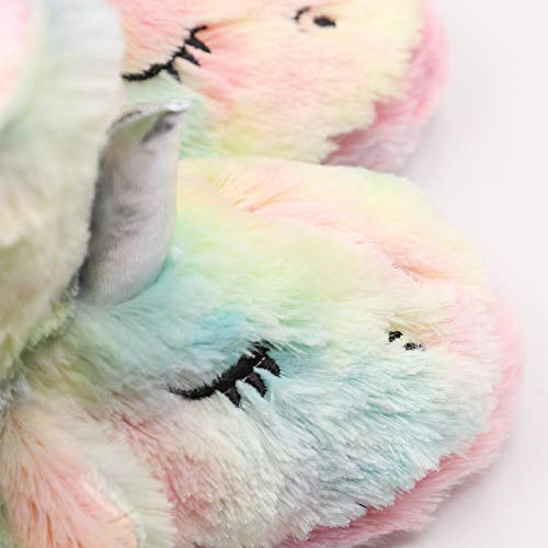 Kids Girls Unicorn Booties Slippers with Plush Lining | Rainbow Fur 