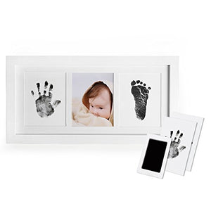 Baby Handprint and Footprint Photo Frame Kit for Newborn Boys and Girls, Baby Shower Gift