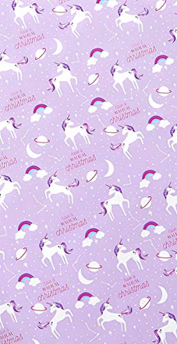 Xmas Unicorn Christmas Wrapping Paper 10m | Lilac