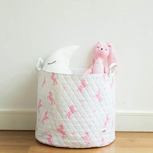 White and Pink Unicorn Toy Storage 