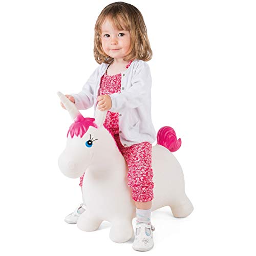 Toddler Unicorn Bouncer Sit on Toy White Pink
