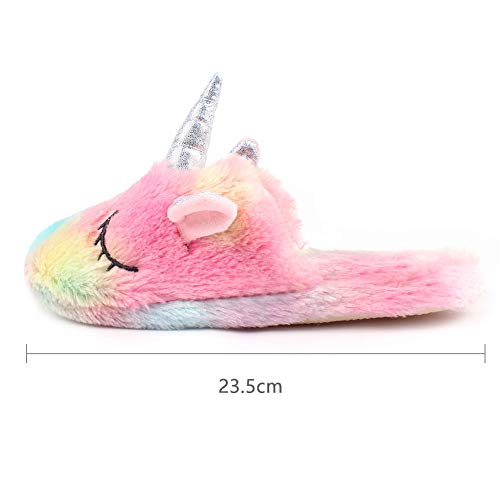 Plush Rainbow Unicorn Slippers 