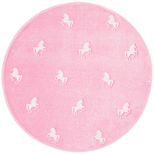 Unicorn Rug, Pink and Glows in the Dark - Round