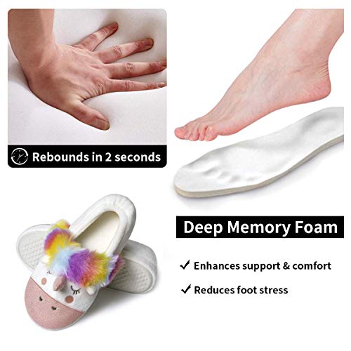 Unicorn Cozy Plush Memory Foam Anti Slip Home Slippers Pink