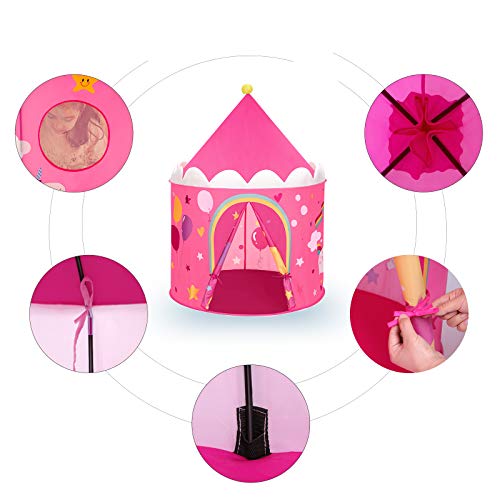 Unicorn Princess Castle Play Tent for Toddlers, Kids, Pop Up Play House, Gift for Kids, Indoor and Outdoor, Carry Bag, Pink