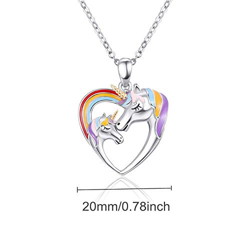Rainbow Unicorn Necklace For Girls Mother Daughter 925