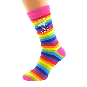 Trust me I'm a Unicorn Rainbow Design Socks Adult UK 5-12 Euro 38-46 - X6N549