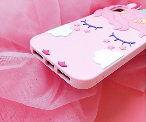 Liangxuer Pink Unicorn Case for iPhone 8/7/6/6S 4.7",Soft 3D Silicone Cute Animal Rubber Cover,Kawaii Cartoon Gel Girls Kids Cases.Fun Character Shockproof Protector Skin for iPhone8/7/6