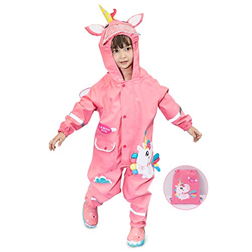Cute Unicorn Waterproof Puddle Suit | Pink | Reflective Tape