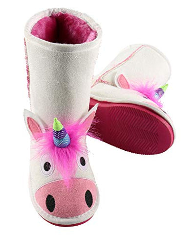 Girls Unicorn Slipper Boots | White & Pink | Lazy One
