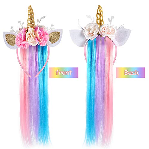 Floral Unicorn Headband Pastel Coloured Hair 