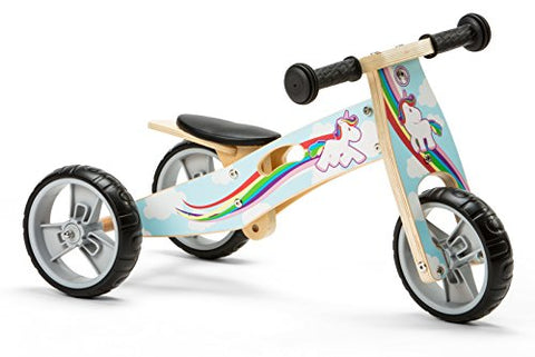 Rainbow Unicorn Trike Wooden Balance Bike Kids