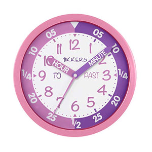 Tikkers Wall Clock For Children, Girls | Light Pink & Purple Face