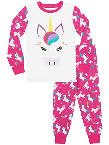 Harry Bear Girls Pink Pyjamas | Rainbow Glitter Unicorn | Snuggle Fit | Multicoloured 