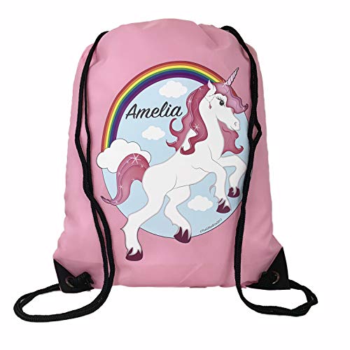 Personalised Kids Unicorn Drawstring Swimming, School, PE Bag For Girls