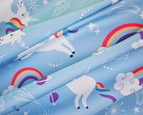 Girls Unicorn Rainbow Stars Sleeveless Dress | Light Blue 