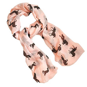 Coral Pink & Chestnut Brown Unicorn Design Fashion Scarf/Wrap/Pashmina - Women's