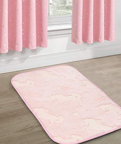 Pink Unicorn Glow In The Dark Rug For Kids Bedroom 
