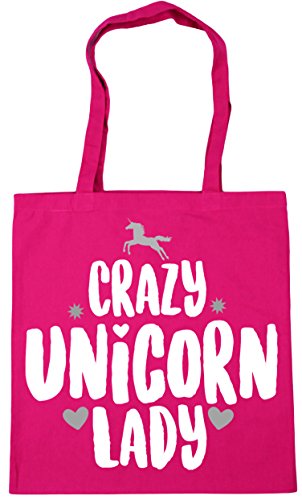 HippoWarehouse Crazy unicorn lady Tote Shopping Gym Beach Bag 42cm x38cm, 10 litres