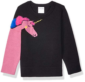 Girls Unicorn Jumper | Black & Pink