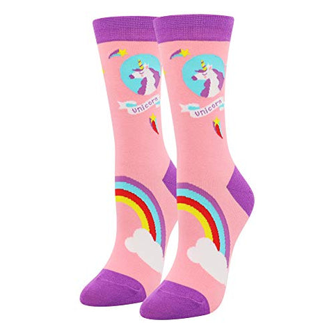 Ladies Women's Novelty Unicorn Socks | Multicoloured | Calf Socks 