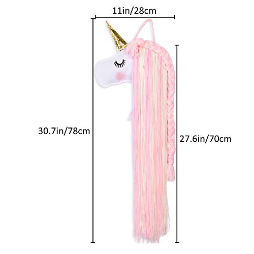 Unicorn Hair Clip Organiser - Girls Bedroom Wall Hanging - Pink & White