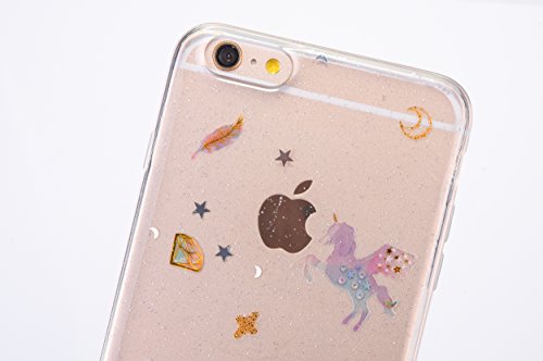 iPhone 7 Case,iPhone 8 Case [With Tempered Glass Screen Protector],Mo-Beauty Bling Shiny Cute Pattern Design Sparkle Glitter Soft TPU Case Cover For Apple iPhone 7/8 4.7 Inch (Unicorn)