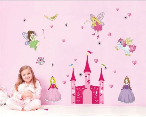 Wall Stickers Art Large Fairy Princess Unicorn & Castle Home Deco Wall Stickers